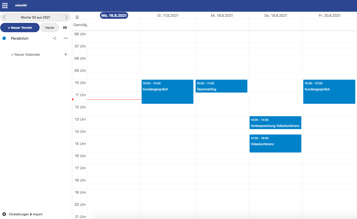 Kalender des Kundenportals