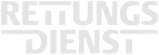 Das graue Logo mit dem Text „RETTUNGSDIENST“ in Großbuchstaben weist stilisierte horizontale Linien unter und über Teilen der Buchstaben auf.