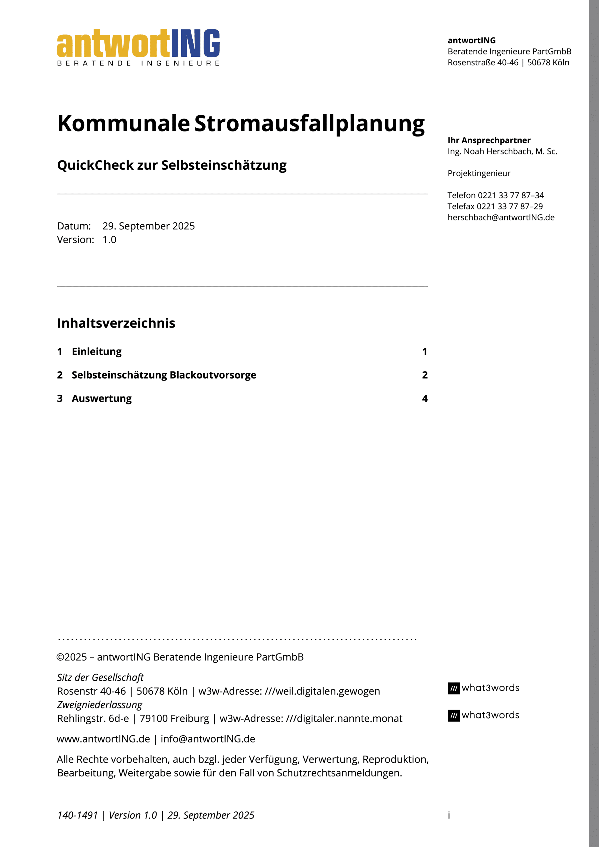 Deckblatt QuickCheck Kommunale Stromausfallplanung